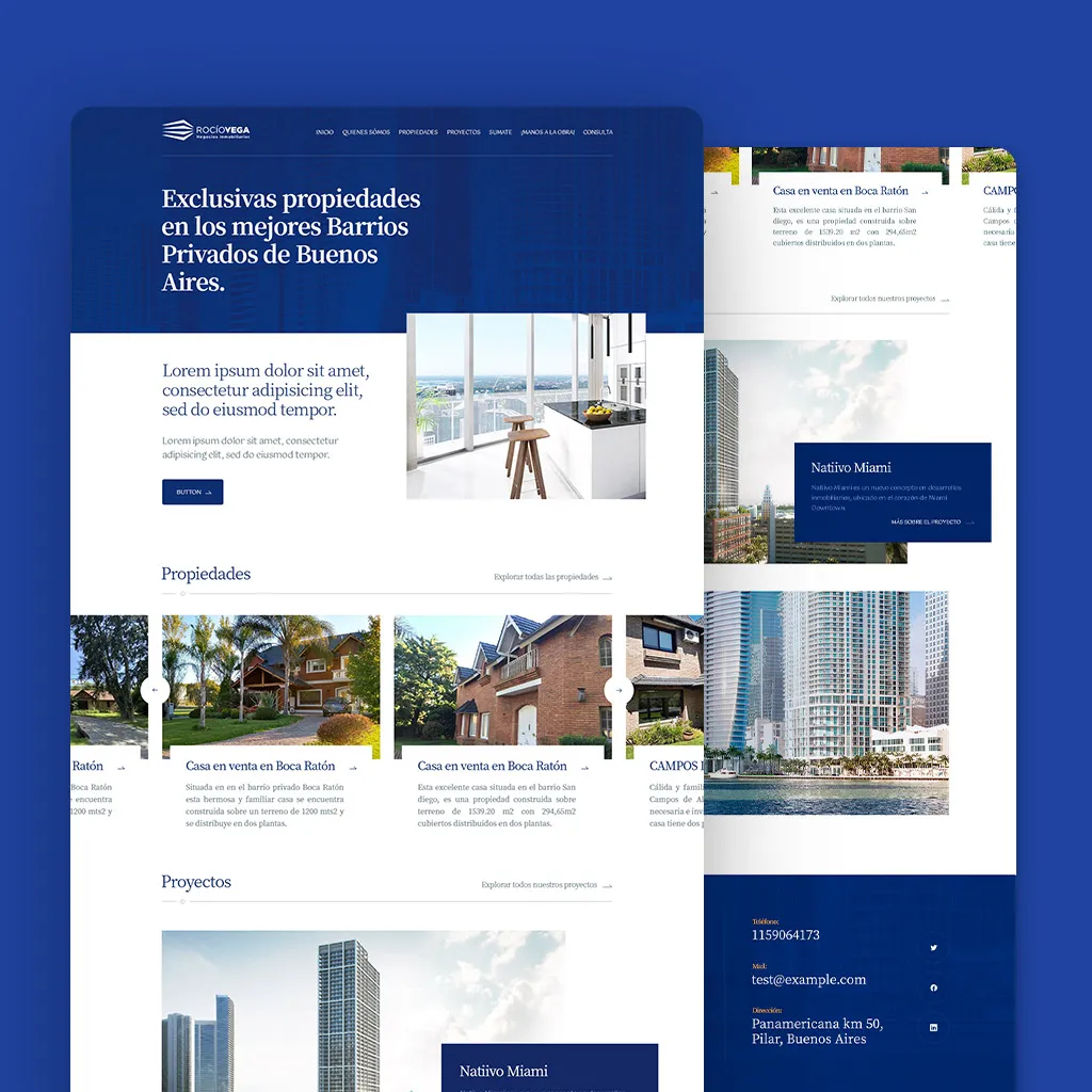 diseño web de rocio vega negocios inmobiliarios